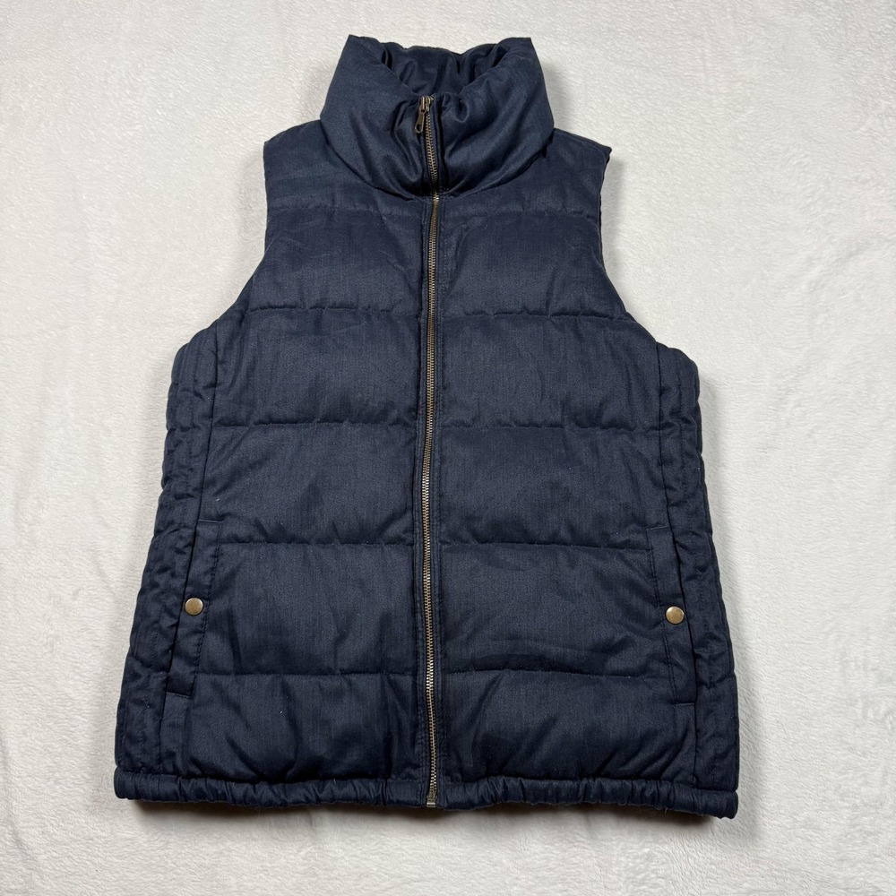 Old Navy Vest Womens Small Blue Quilted Fleece Lined Full Zip Pockets Puffer